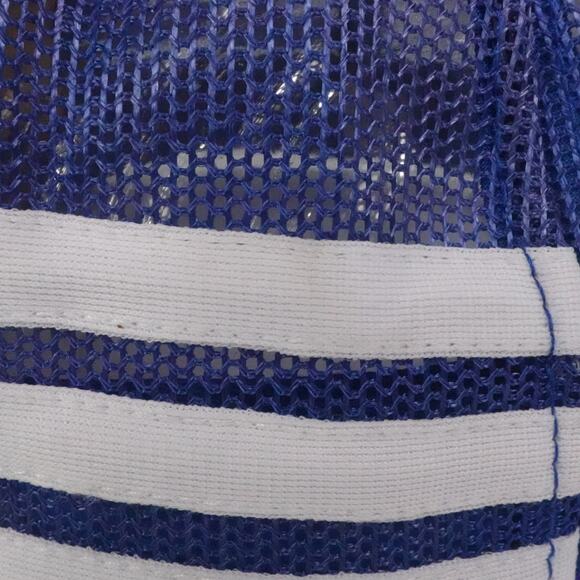 Vintage Three Stripe Hat Cap Snapback Blue Trucker Lowenbrau Beer Patch Logo - Picture 9 of 9